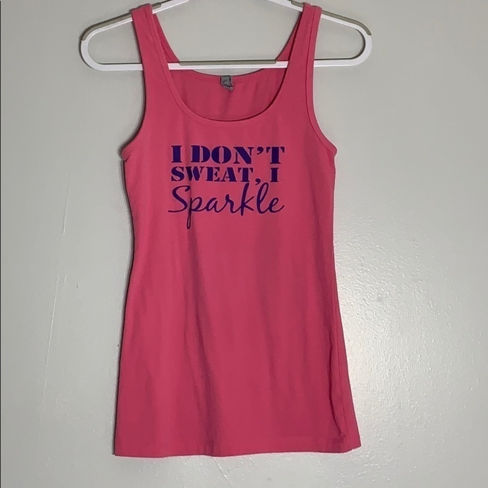 I dont sweat I sparkle tank top pink purple graphic athletic